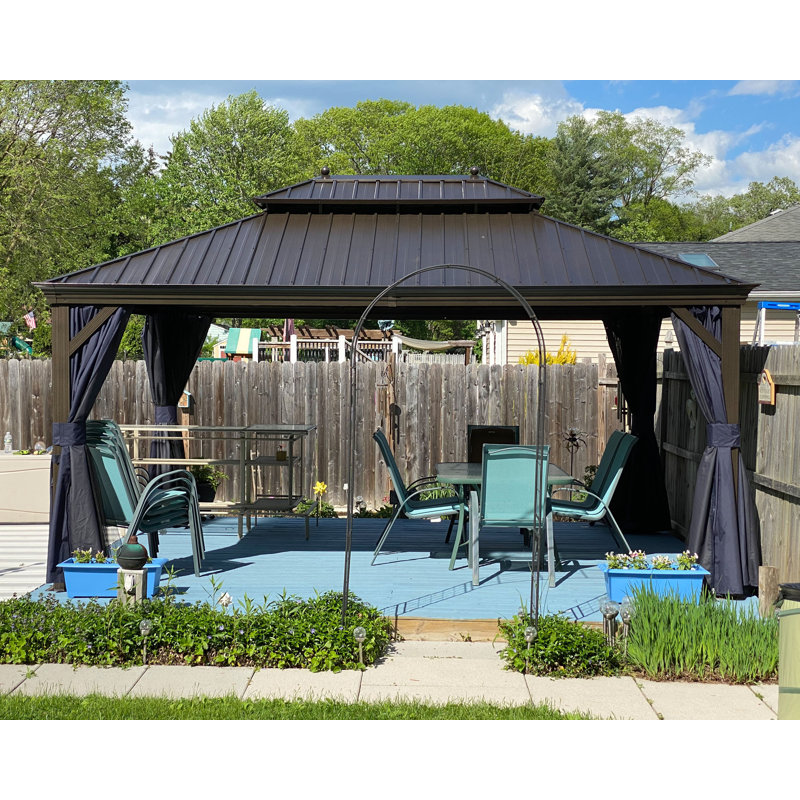 PURPLE LEAF 12' X 16' Hardtop Gazebo with Netting and Curtains