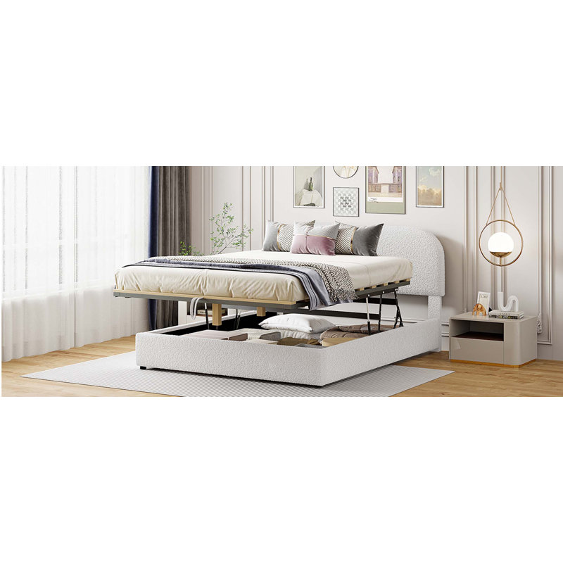 Lit plateforme tapissier Teddy, Queen, White
