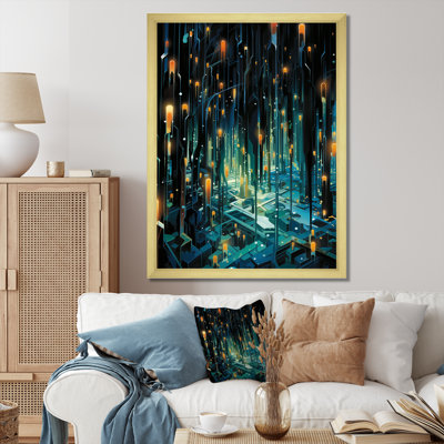 Étoiles jaunes et vertes, pluie, galaxie - espace, art mural