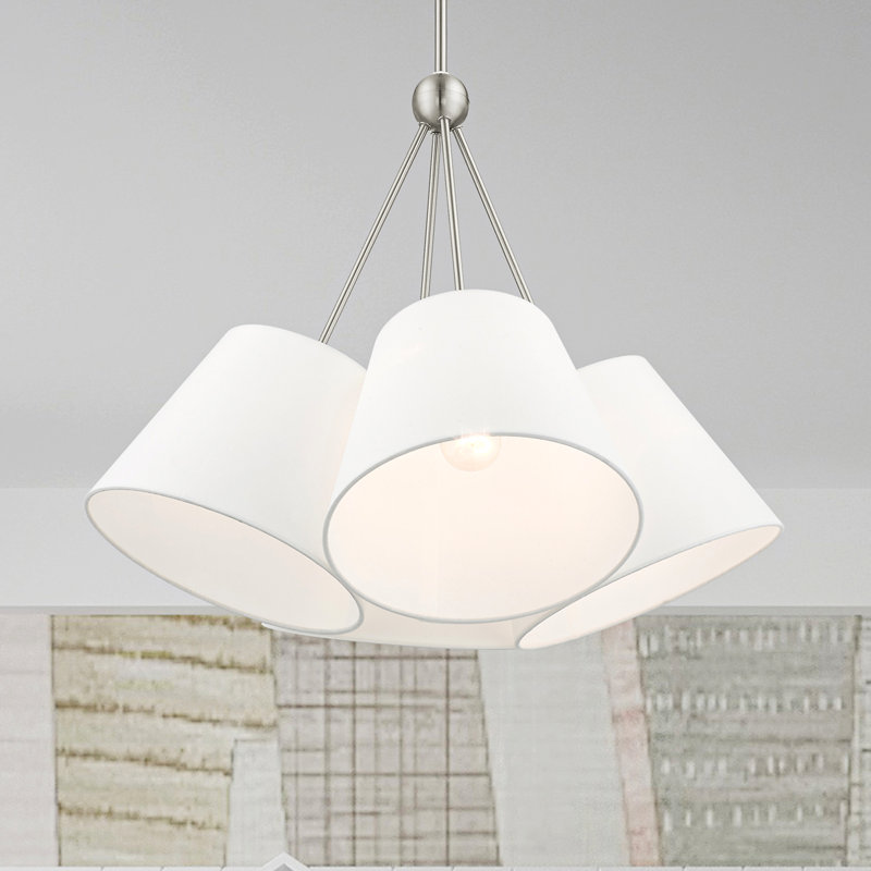 Lustre sphérique à 4 lumières Grove, Blanc cassé, Nickel brossé