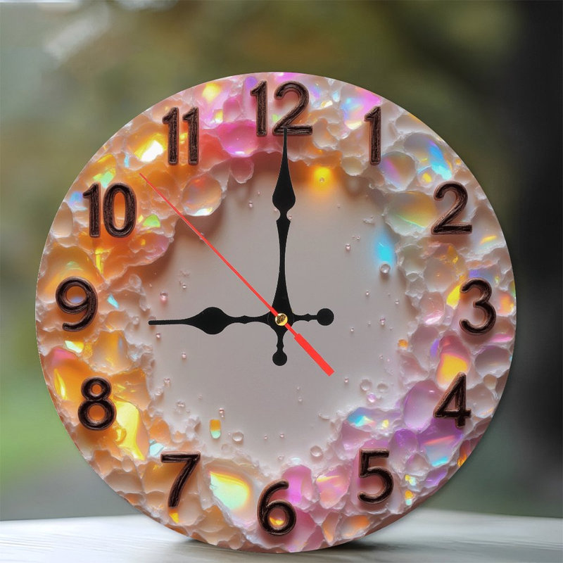 Horloge avec éclats irisés