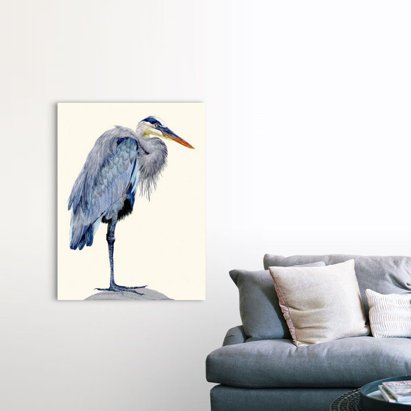 Heron Study II, art mural sur toile, Toile tendue, H 48 po x l 36 po x P 1 po