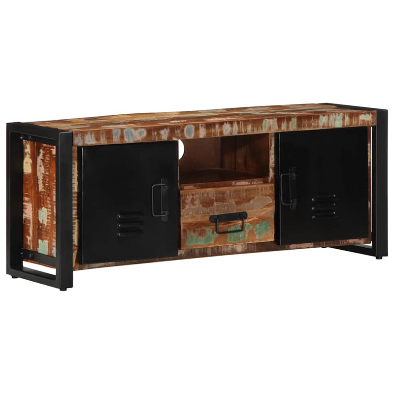  TV Cabinet Solid Rough Wood Mango, 40cm H x 100cm L x 30cm W, Brown