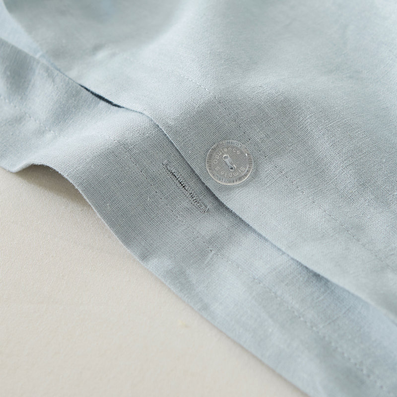 Linen Duvet Cover Set, Full Duvet Cover + 2 Standard Pillowcases, Dusty Blue
