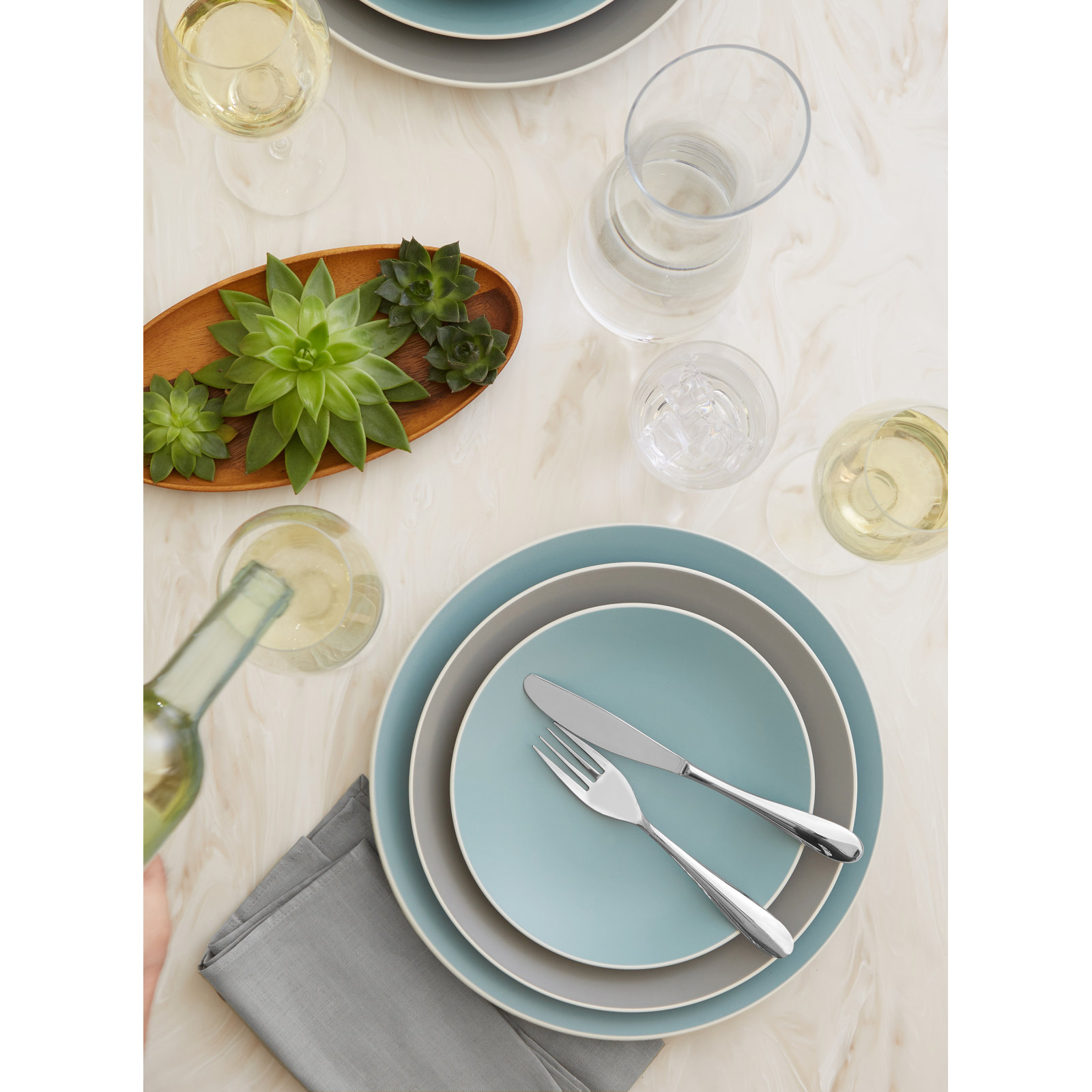 Pop Stoneware Dinnerware Set, Slate