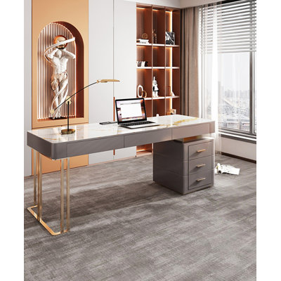 Light Luxury Modern Sintered Stone Desk with Drawers