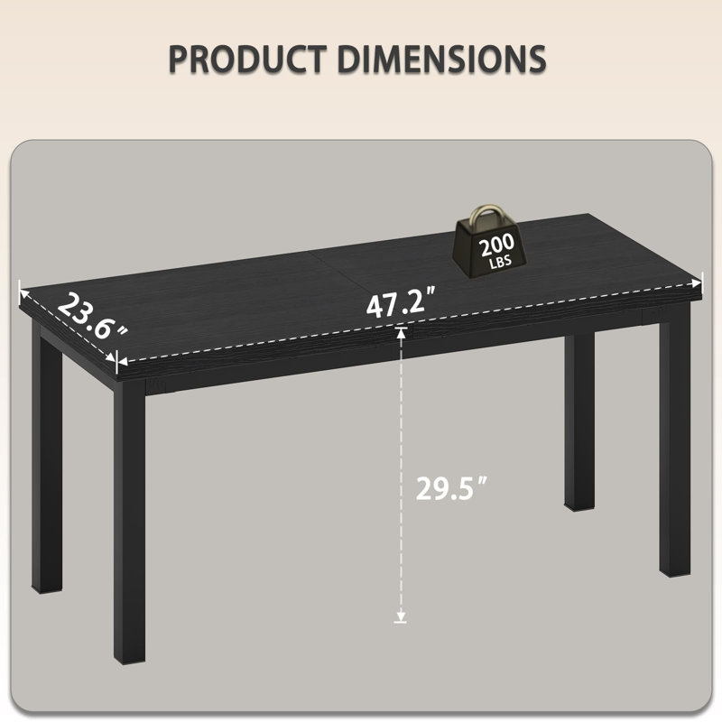 Large Computer Desk, Gaming Computer Desk with Modern Design, Office Computer Desk., Black, 29.5" H x 47.2" W x 23.6" D