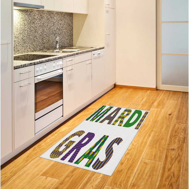 Tapis décoratif en fibres de polyester à haute densité Mardi Gras, Rectangle— 4 pi x 5 pi 8 po