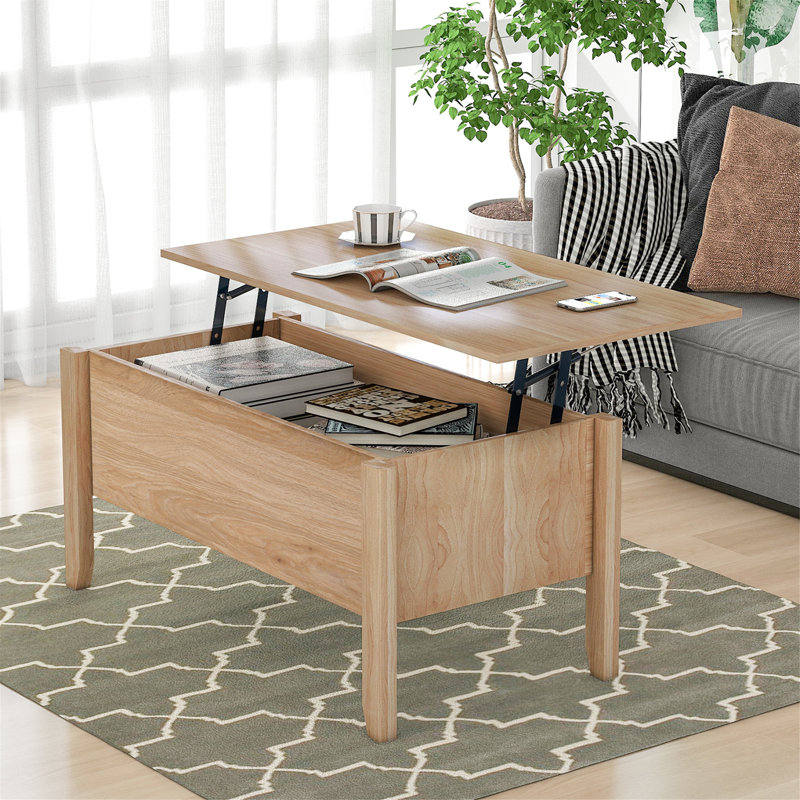 Table basse extensible avec rangement McBrine, Chêne