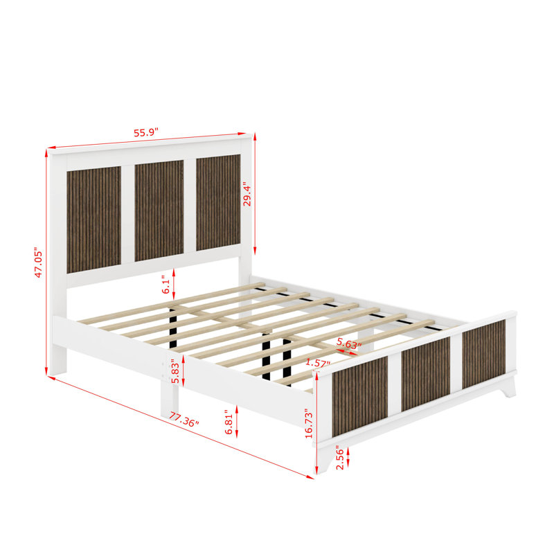 Lit plateforme en bois Farmhouse Modern, Lit double, Blanc