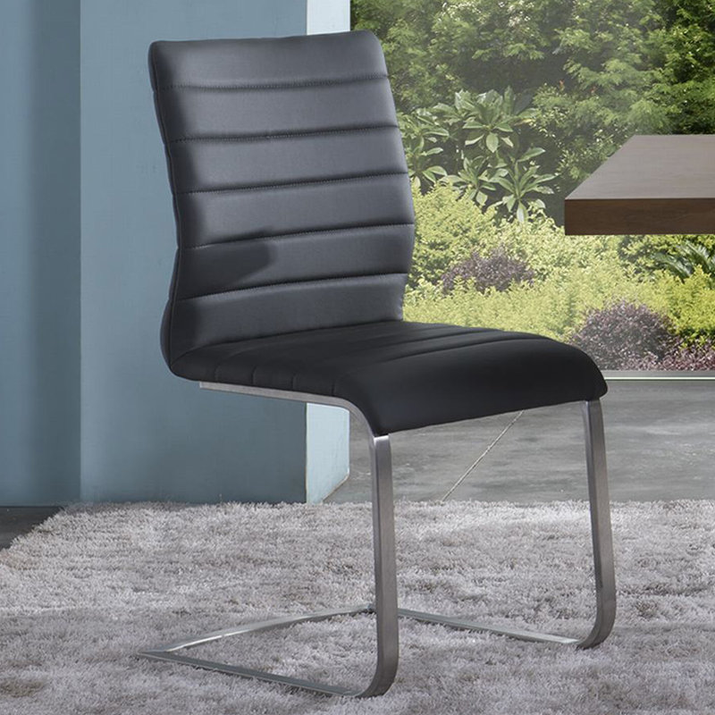 Abdulrhaman Contemporary Upholstered Armless Side Chair in Stainless Steel, Gray