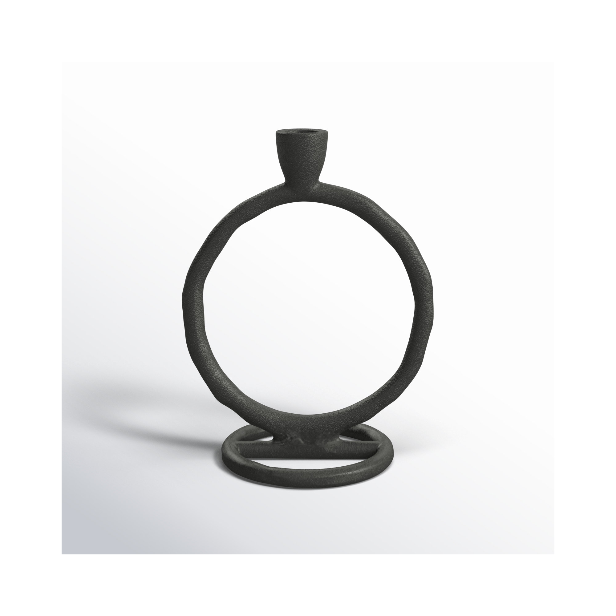 Sagebrook Home Hayslett Aluminum Metal Ring Taper Candle Holder - Elegance for Your Space, Black, 7" H x 6" W x 4" D