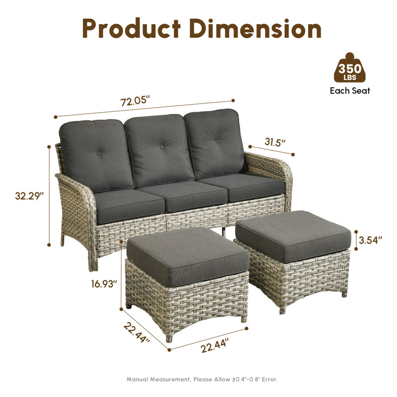5-person Outdoor Seating Group With Cushions, All-weather Wicker Patio Set, Black