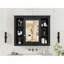 Armoire de rangement murale de salle de bain 35 po x 28 po, armoire à pharmacie, armoire murale moderne avec miroir, armoire à miroir avec 6 tablettes ouvertes (meuble-lavabo non inclus)