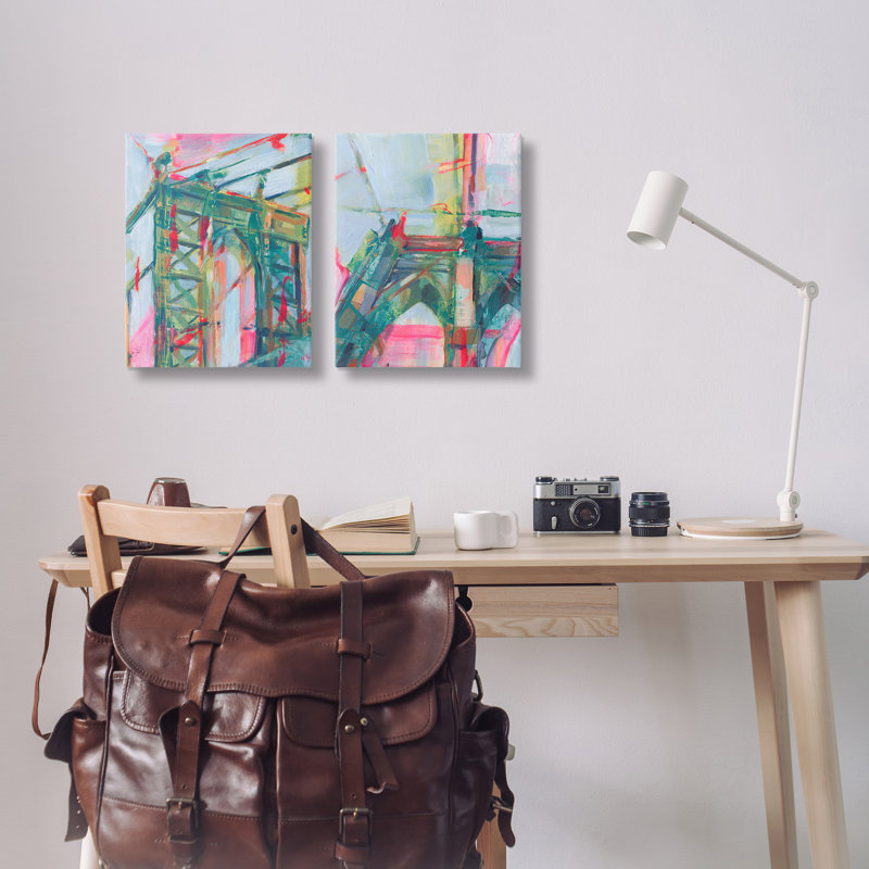 «Bridge Arches Abstractions», ensemble de 2 toiles murales par Ethan Harper, H 20 po x l 16 po