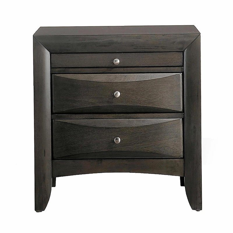 Grey Oak Bedside Table with 2 Drawers, Oak