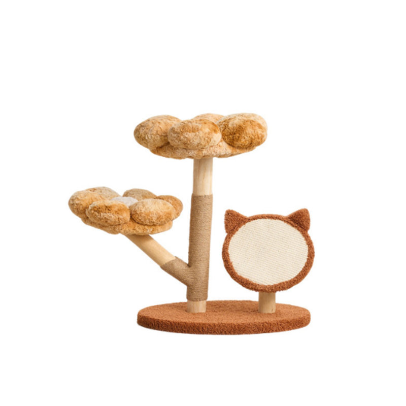 Arbre à chat intégré multi-chats, fait de sisal durable et résistant aux égratignures, avec un lit de chat chaud intégré, offrant à votre chat un petit monde chaleureux et confortable en hiver.