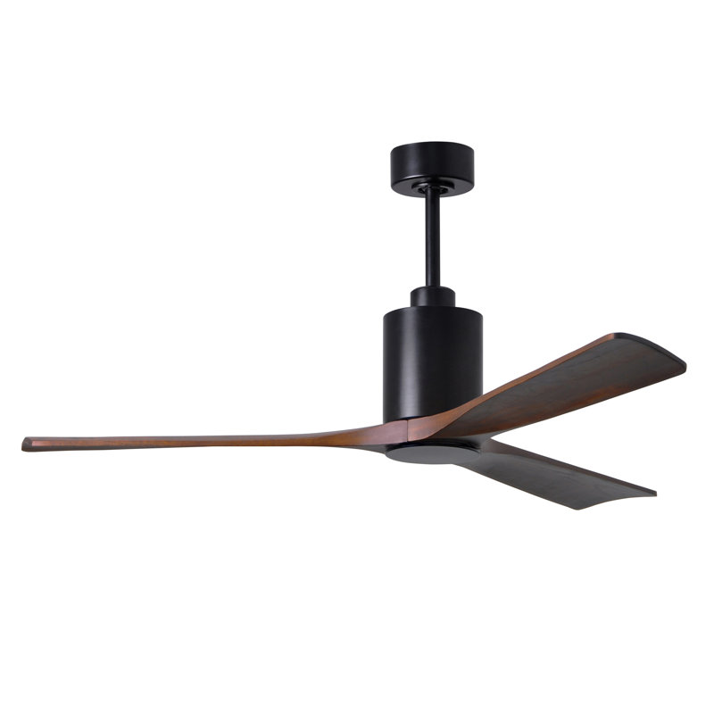 Patricia LED Downrod Ceiling Fan, Walnut Tone, 60", Matte Black