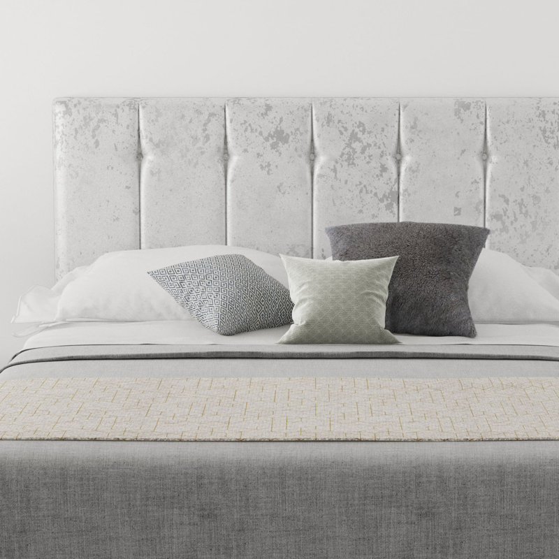 Wendover Upholstered Velvet Panel Headboard, Double (4'6), Velvet Silver