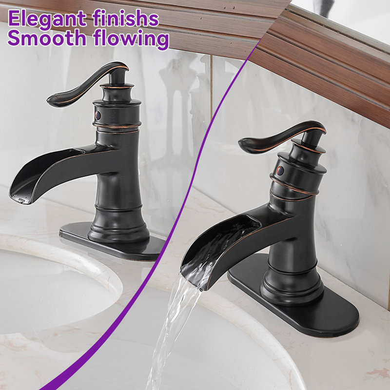 Oil Rubbed Bronze Single Handle Waterfall Bathroom Faucet with Drain Kit