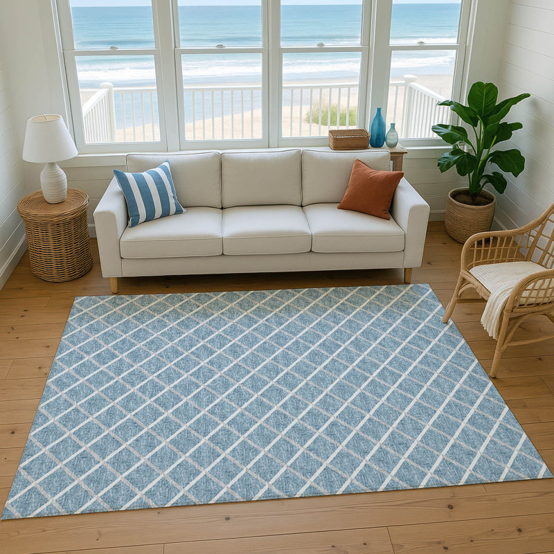 Premium Machine Washable Vaseem AMF140 Sky Rug, Rectangle 10' x 14'