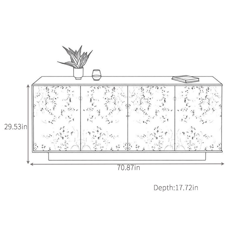 Buffet rétro, 29,53 po H x 70,87 po L x 17,72 po P