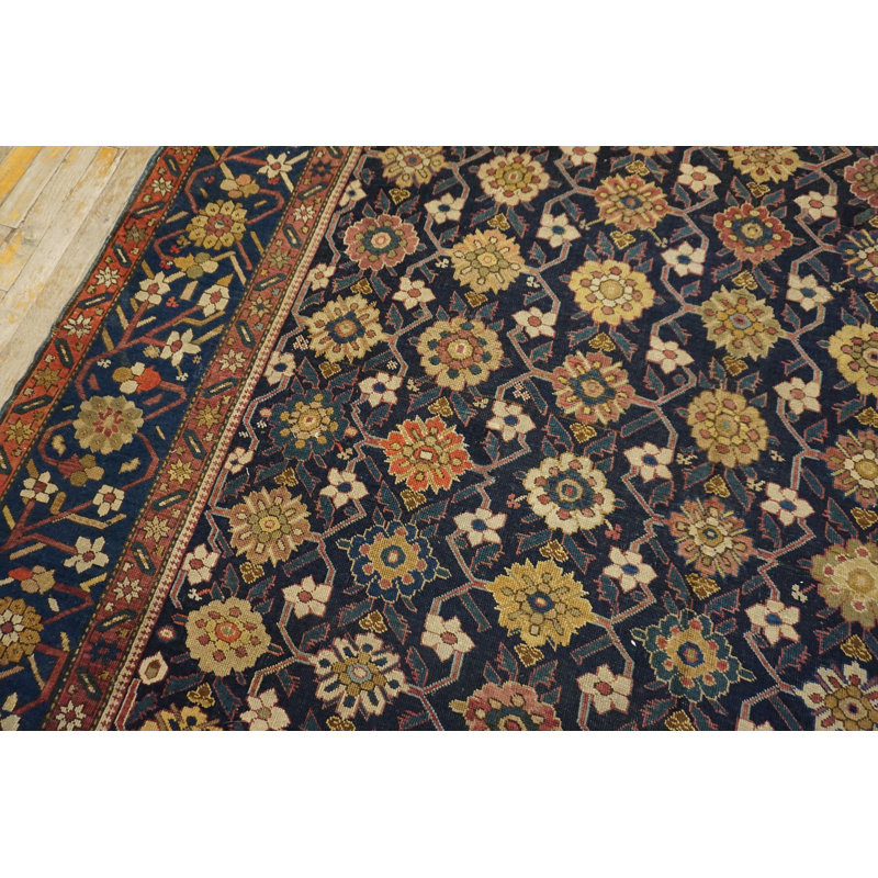 Antique Caucasian Mina Khani Design Blue Gallery Size Karabagh Rug