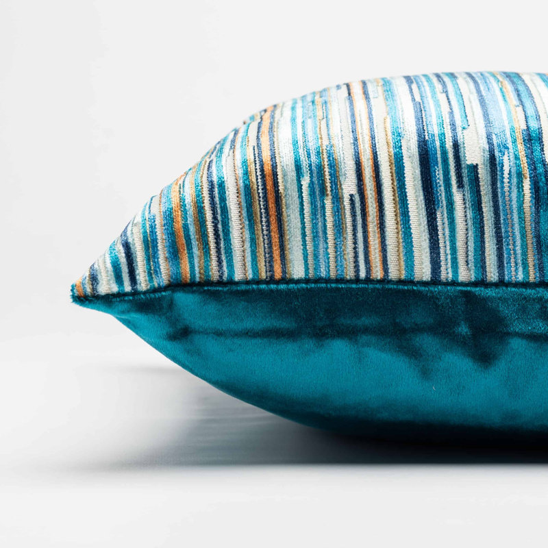 Striped Blue Cushion, 58x58cm, Feather filled