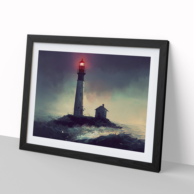 XH1022-9590X Victorious Lighthouse - Single Picture Frame Painting, Black, 46cm H x 64cm W x 2cm D