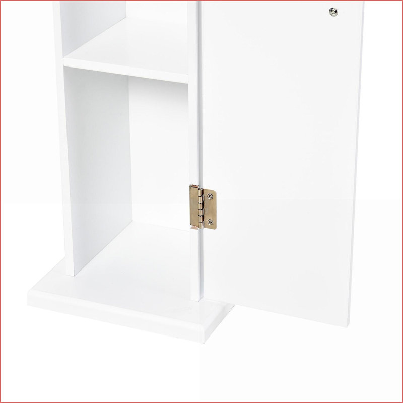 Cabinets, Small Bathroom Corner Floor Cabinet with Doors &amp; Shelves, Toilet Paper Storage, Modern Country Off-White | Engineered Wood | Bathroom