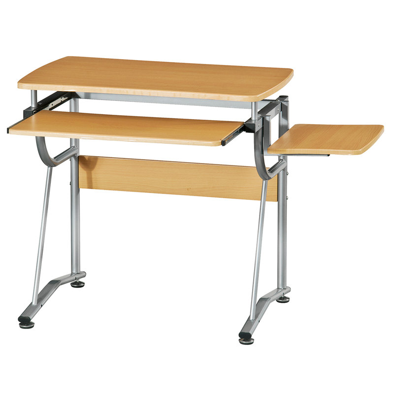 Techni Mobili Compact Computer Desk With Side Shelf And Keyboard Panel, Cherry