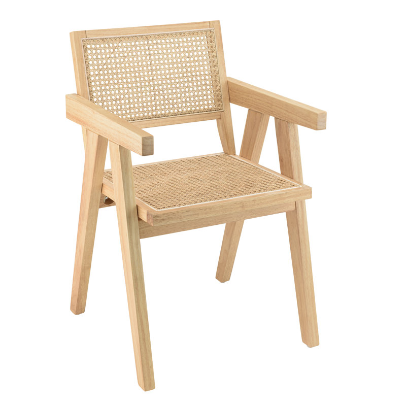 AGATHE Upholstered Armchair, Light Hevea Wood