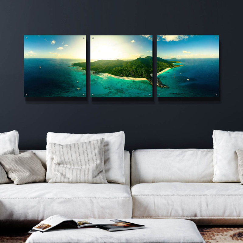 «LaDigue» par Epic Portfolio, art mural en verre acrylique, ensemble de 3 pièces, H 24 po x l 72 po