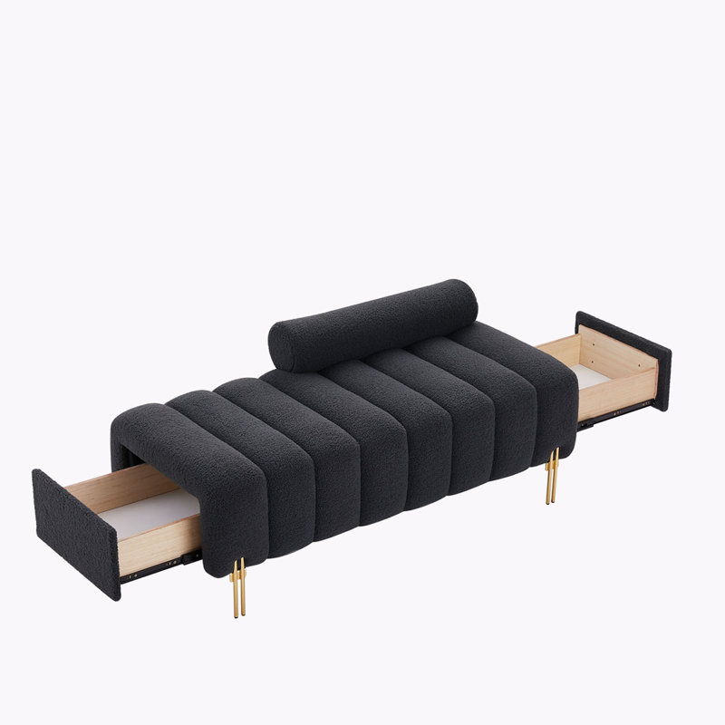 Banc de rangement rembourré avec 2 tiroirs Jerryl, gris