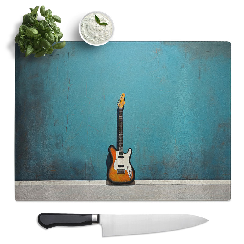 Guitar Minimalism  Glass Chopping Board