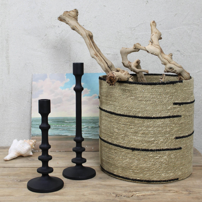 Candlestick, Black, 9.50" H x 4" W x 4" D