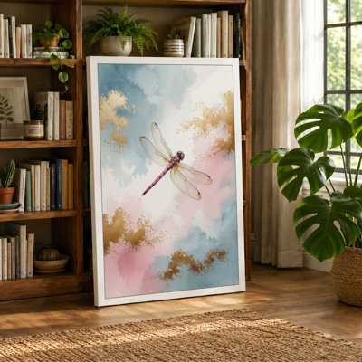 Ethereal Dragonfly Minimalist 1 Piece Wrapped Canvas Wall Art