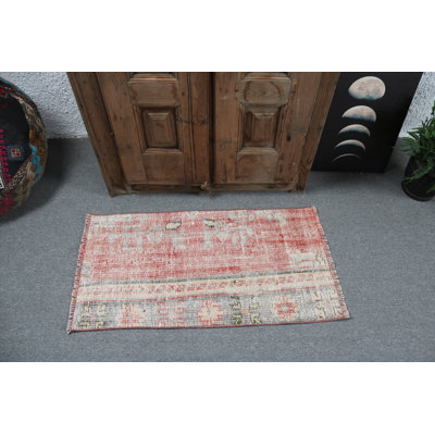 Tapis de porte rétro vintage fait à la main avec motif tissé rouge et beige pour un décor bohème