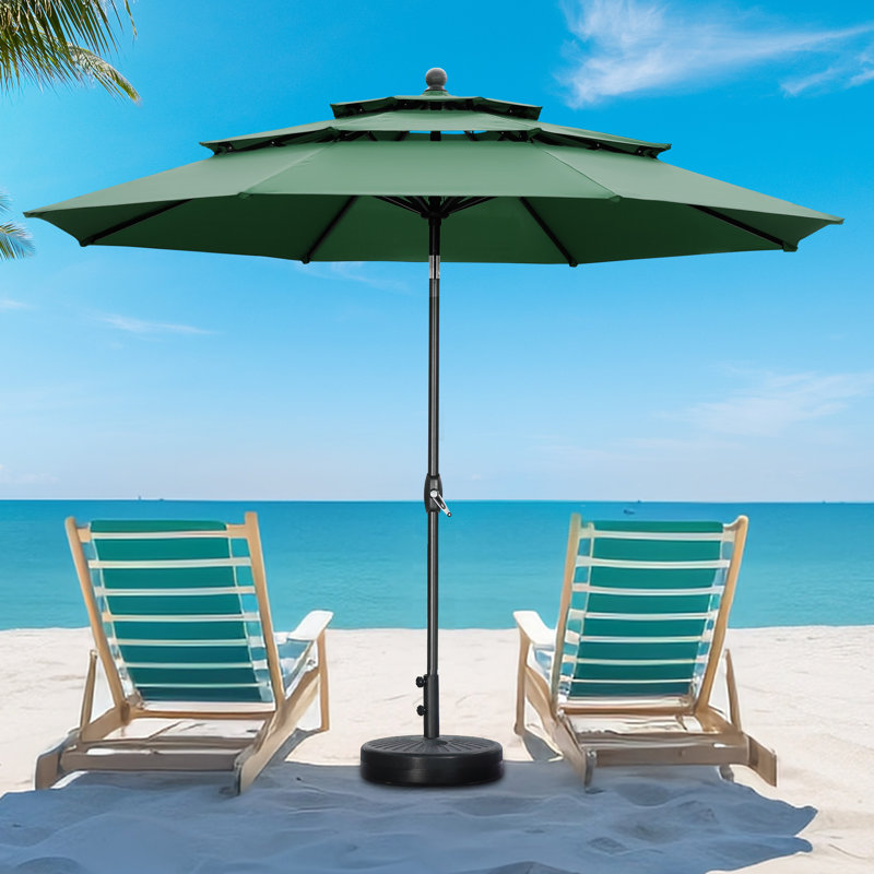 Parasol de patio 10 pi avec base, Vert