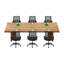 Ensemble de table de conférence rectangulaire en bois massif pour 8 personnes, jumelé à des chaises de bureau noires