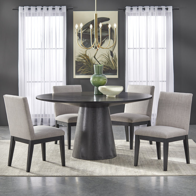 Ensemble repas pour 4 personnes Kumud, 5 pièces: table, 4 chaises, gris
