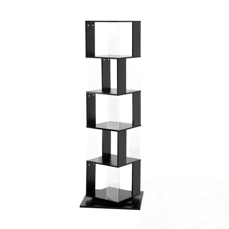 Bibliothèque rotative à 5 niveaux avec base robuste, Noir