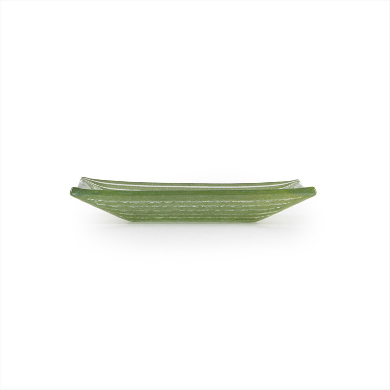 Glass Dinnerware 4.25" x 2.5" x h:0.5" 1 oz. Rectangular  Glass Ramekin (Set of 6), Green