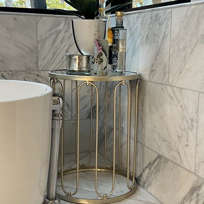 Mirrored Glass Top Nesting Tables End Table