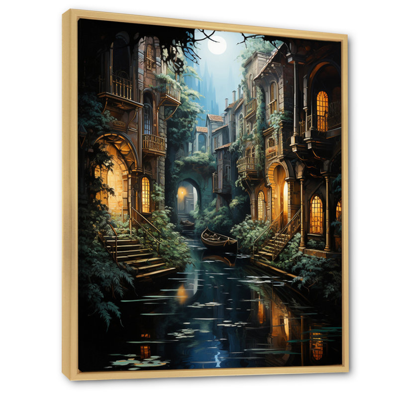 Impression sur toile «Beige Canal», H 32 po x l 24 po x P 1 po, Cadre naturel flottant