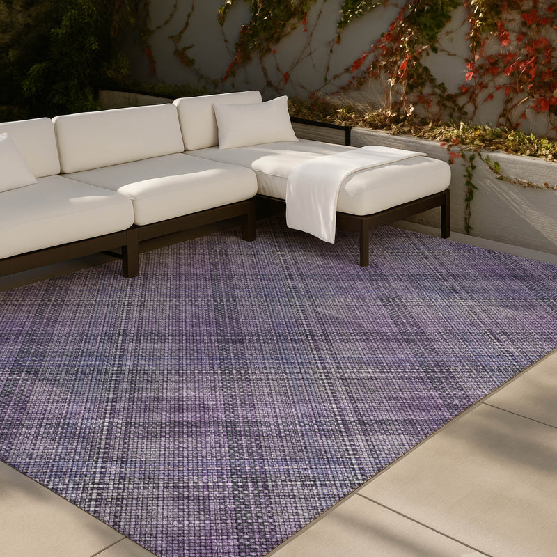 Machine Washable Indoor/Outdoor Chantille ACN2880 Plaid Rug, Plum, 9' x 12'