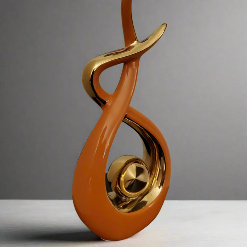 Ember Echoes | Ceramic Mantel, Tabletop & Shelf Accent | Modern Home Decor - Tall, Orange