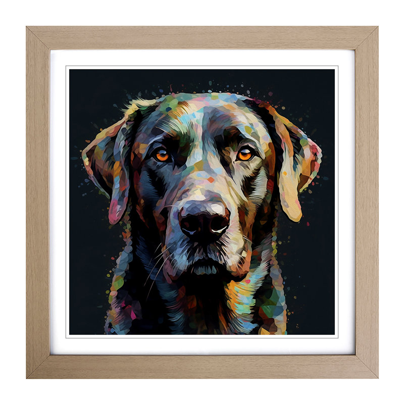Labrador Retriever Glitch - Framed Print, Oak