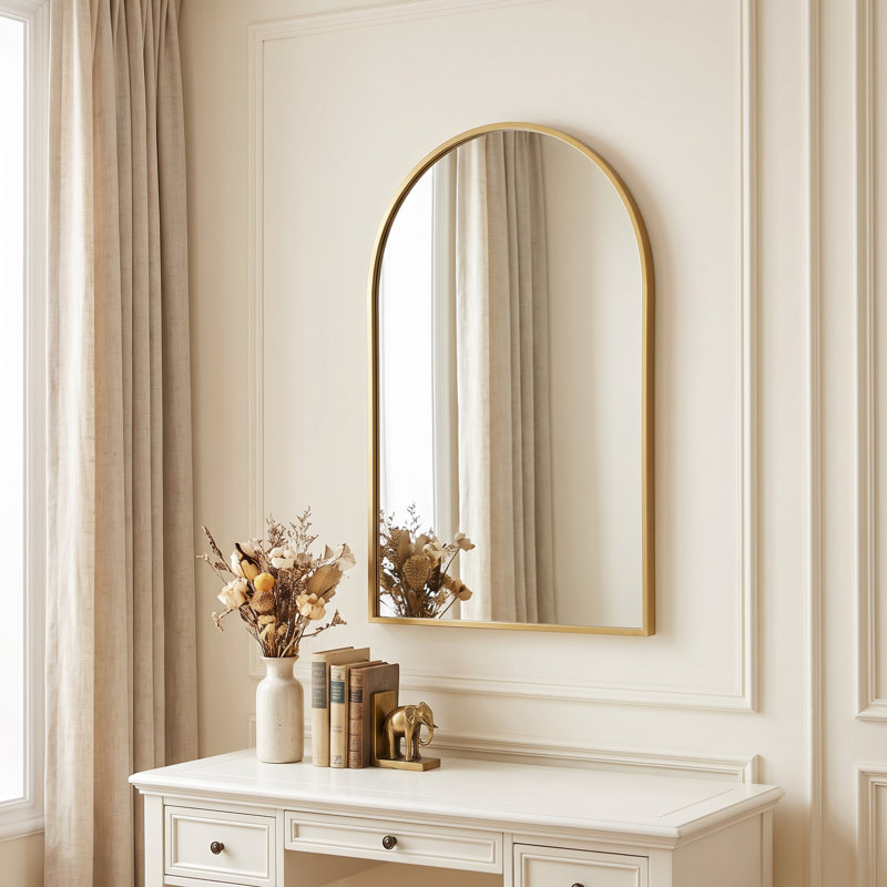 Glass Wall Full Length Mirror, D-Shaped