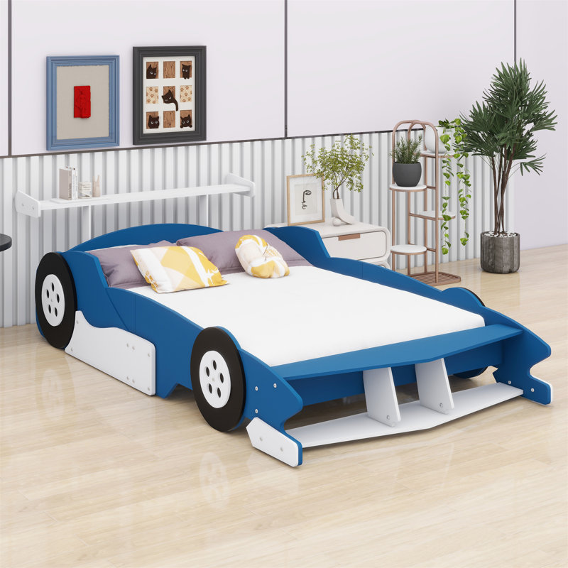 Lit plateforme avec roulettes Race, Double, Bleu